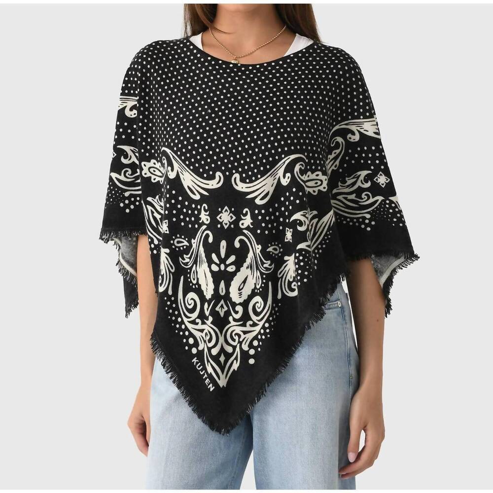 NEW KUJTEN ponchana dot poncho in noir
